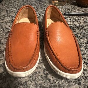 Marc Joseph: Tan Leather Slip-On Shoes: size 13